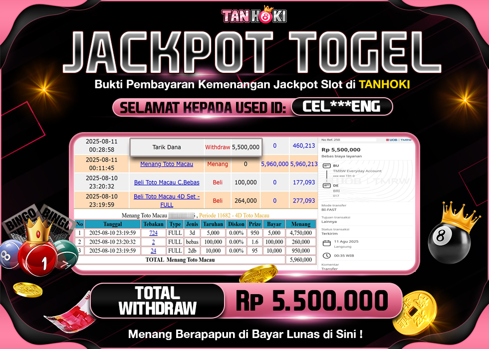 TANHOKI JACKPOT TOGEL TOTO MACAU  Rp.5.500.000,- LUNAS