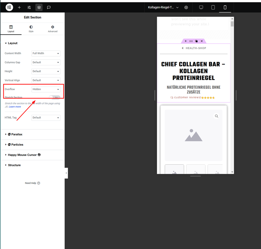 2025-02-01 16_18_31-Edit _Kollagen-Riegel-Template_ with Elementor