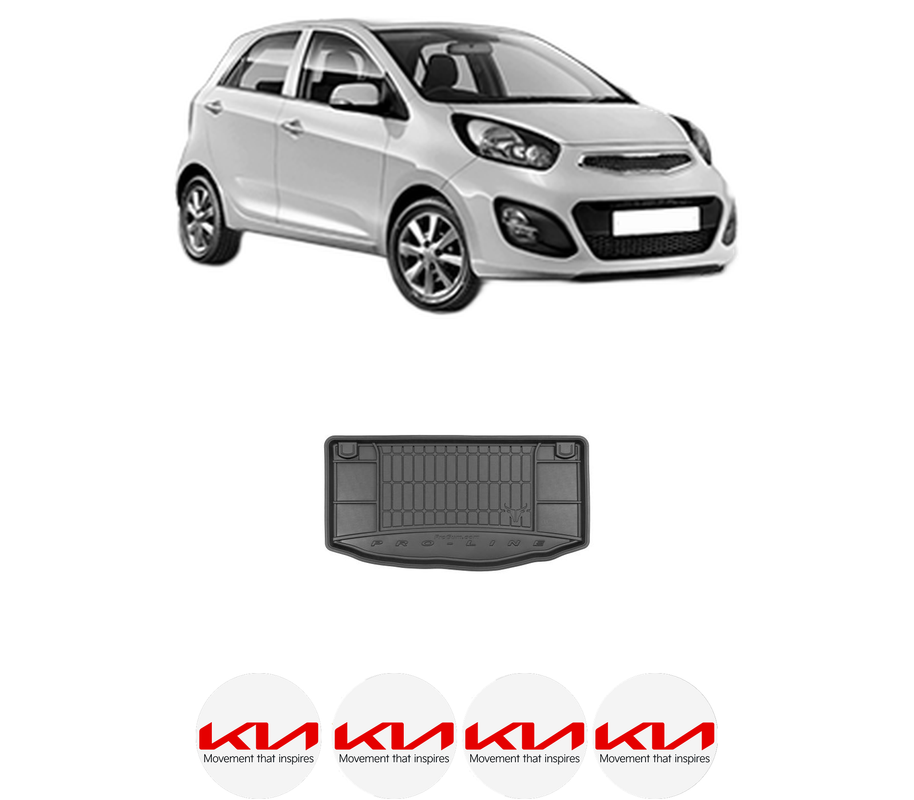 Tavita Portbagaj KIA PICANTO II (TA) din 2011-2017, Protectie Portbagaj Auto, 4x Stickere auto cu KIA