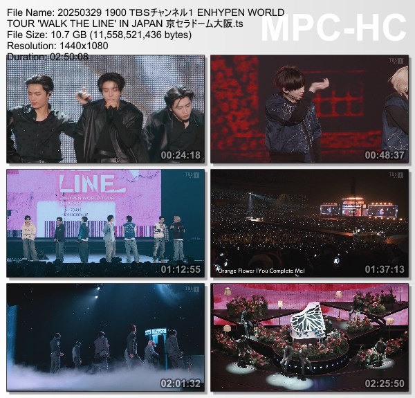 [TV-Variety] 엔하이픈/エンハイプン – ENHYPEN WORLD TOUR ‘WALK THE LINE’ IN JAPAN 京セラドーム大阪 (TBS Channel 1 2025.03.29)