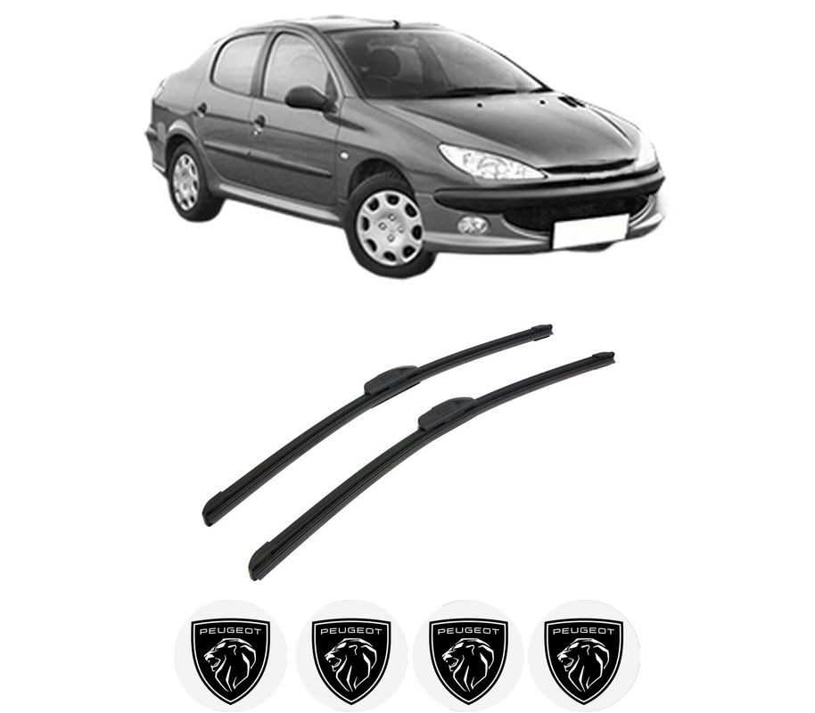 Set stergatoare auto PEUGEOT 206 Saloon din 2007-2008, pentru parbriz auto, 2 bucati, Bosch Aerotwin Retrofit, din cauciuc siliconat rezistent, 4 Stickere Auto PEUGEOT