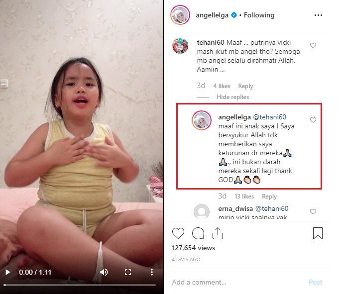 Angel Lelga membantah keras dugaan orang-orang soal ayah kandung Hawra