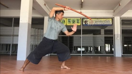 Single Sword level 1 in Krabikrabong martial art of Thailand