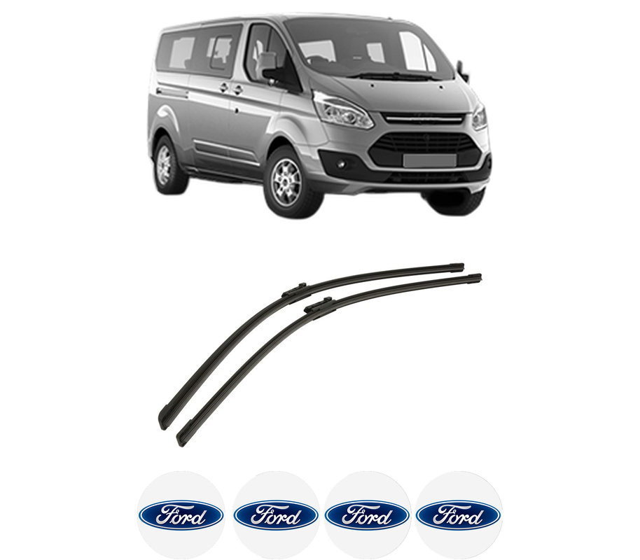 Set stergatoare auto FORD TOURNEO CUSTOM V362 Bus (F3) din 2012-2023, pentru parbriz auto, 2 bucati, Bosch Aerotwin, din cauciuc siliconat rezistent, 4 Stickere Auto FORD
