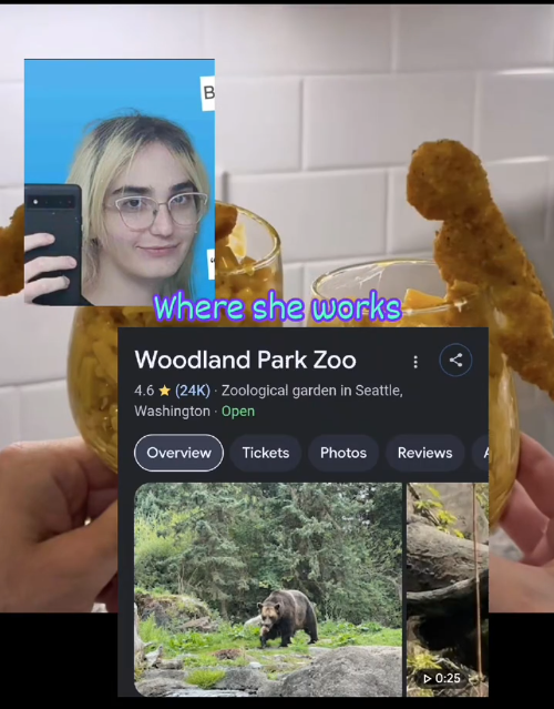 screenshot of a tiktok video revealing that ally kotetsu works at the woodland park zoo in seattle washington