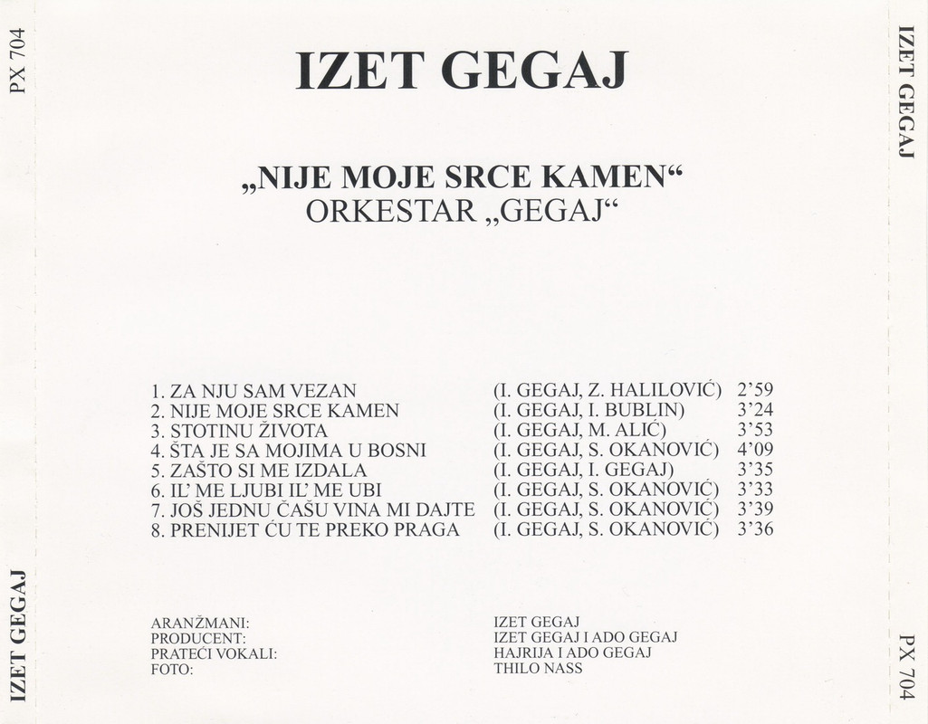 Izet Gegaj - 1995 - Nije moje srce kamen - zadnj