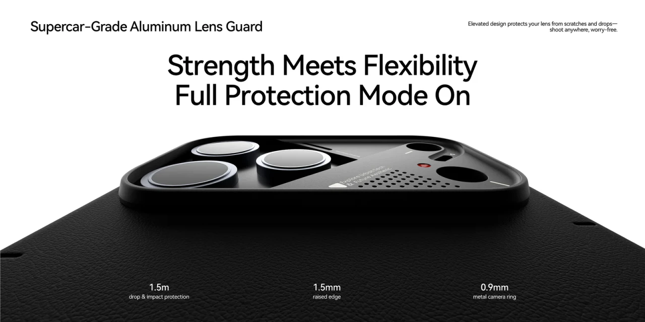 Husa pentru iPhone 17 Pro Max, Aulumu A17 Vegan Leather, Piele texturata, Ultra slim, Compatibila MagSafe, Racire activa CoolHyper, Butoane metalice, Protectie maxima, Alb A17 PU 06