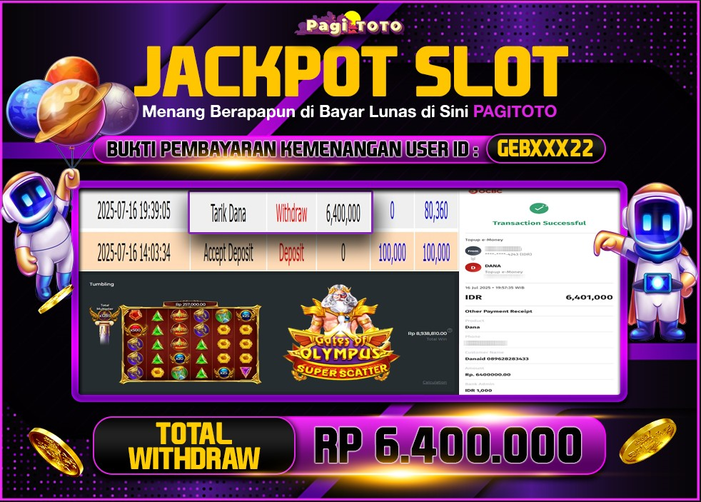 HAPPY JACKPOT MEMBER PAGITOTO SLOT GATES OF OLYMPUS SUPER SCATTER Rp 6.400.000-, - LUNAS