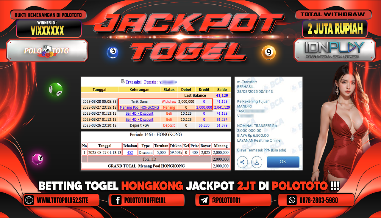 POLOTOTO JACKPOT TOGEL HONGKONG LOTTO Rp.2.000.000,- LUNAS