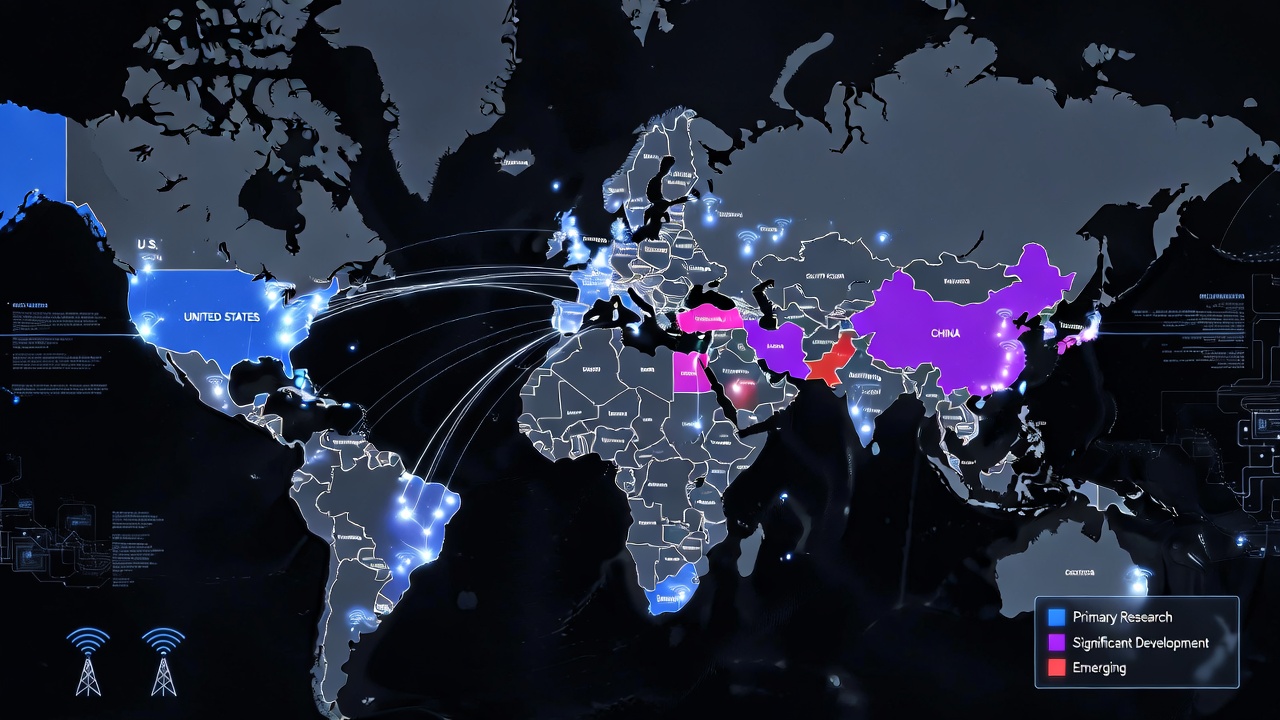 World map showing countries leading 6G technology research and development
