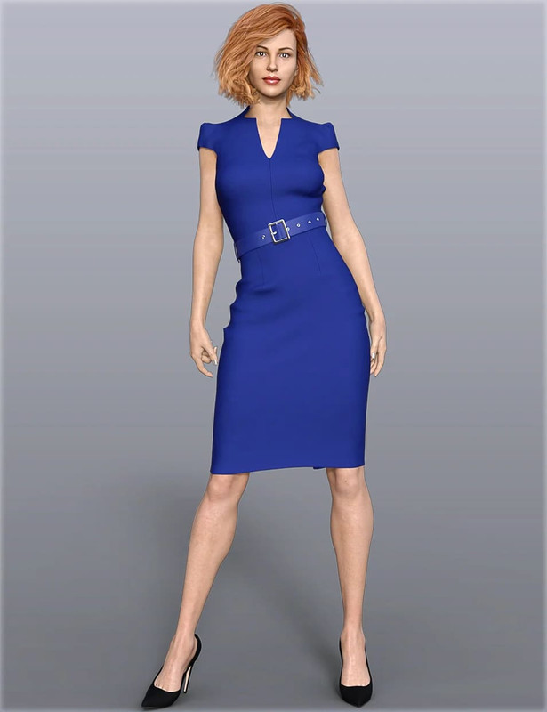 dForce H&C Belted Office Dress Outfit for Genesis 8 Female(s)