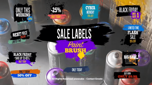 Videohive - Sale Labels Paint Brush - 51654377