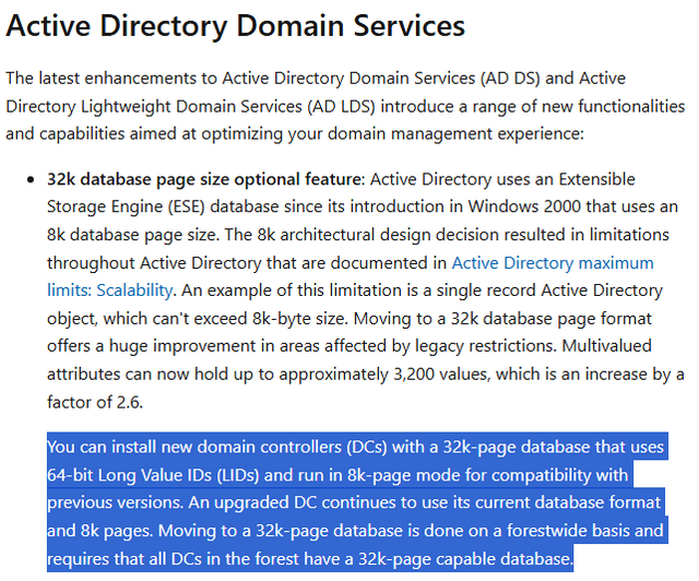Windows Server 2025: AD Page Size Windows Server 2025: AD Page Size