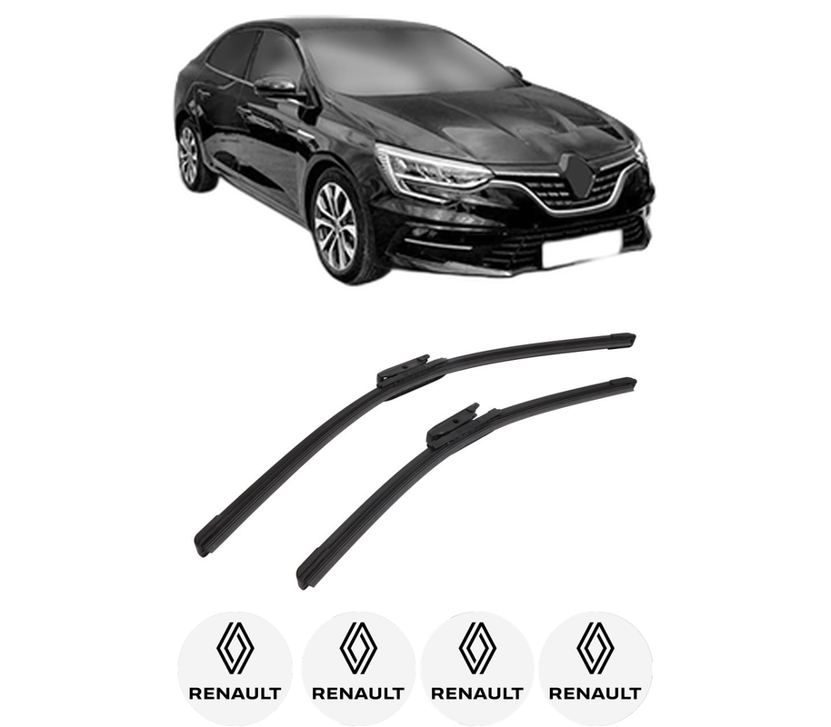 Set stergatoare auto RENAULT MEGANE IV Saloon din 2016-2019, pentru parbriz auto, 2 bucati, Bosch Aerotwin, din cauciuc siliconat rezistent, 4 Stickere Auto RENAULT