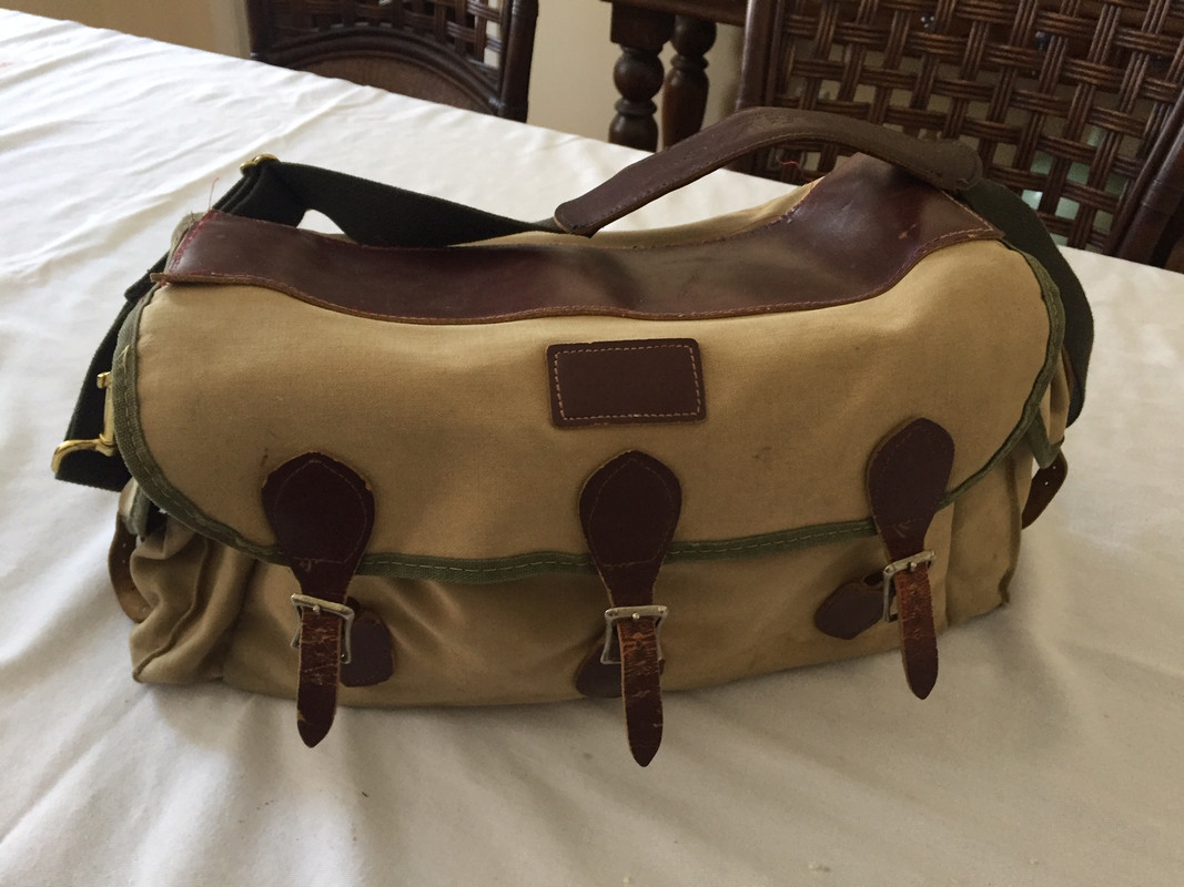 Vintage Orvis Fishing Tackle Bag Canvas - Leather: Exc+