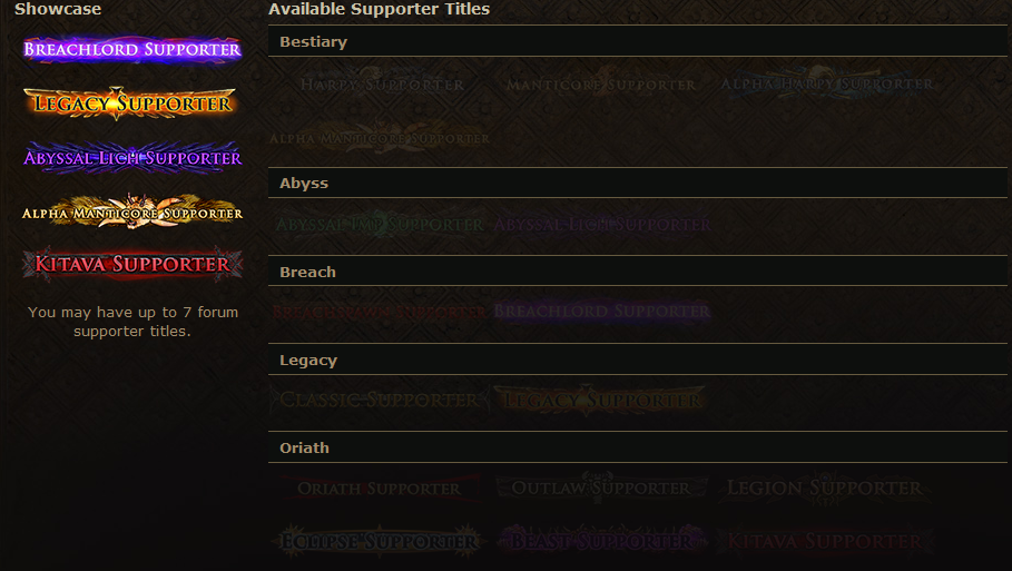Supporter Titles