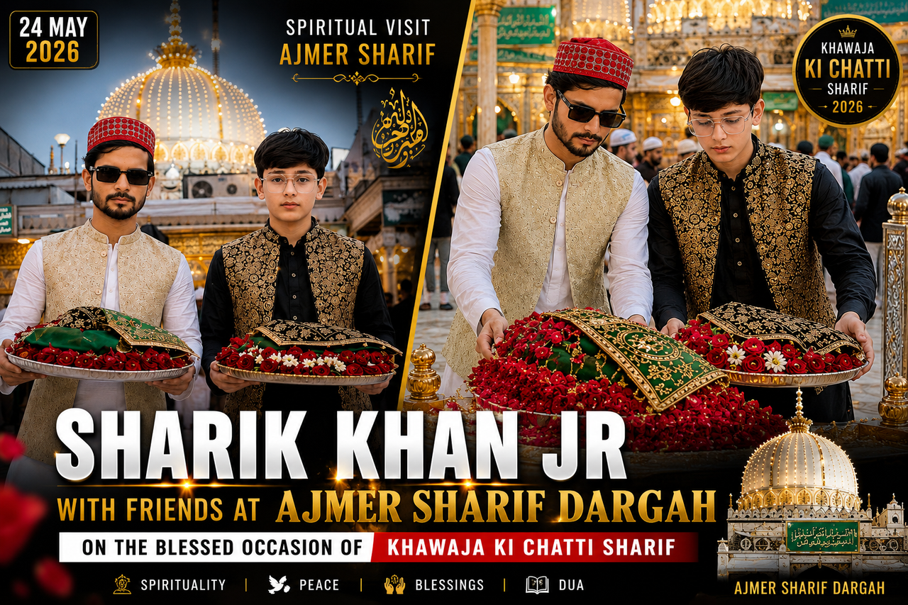 Sharik Khan Jr with friends at Ajmer Sharif Dargah during Khawaja Ki Chatti Sharif 2026 celebrations