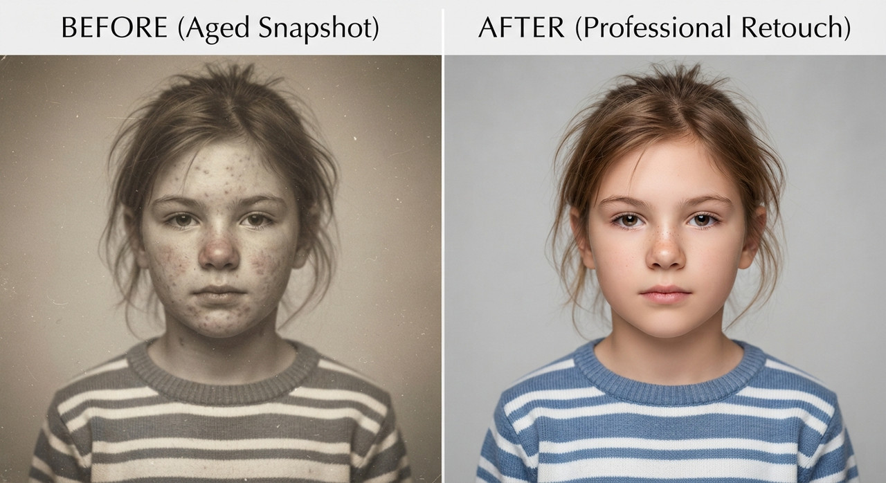 AI-generated example result for the upscaling prompt: Acne and Blemish Removal Face Smoothing AI Prompts for Image Upscaling by Prompt Craft