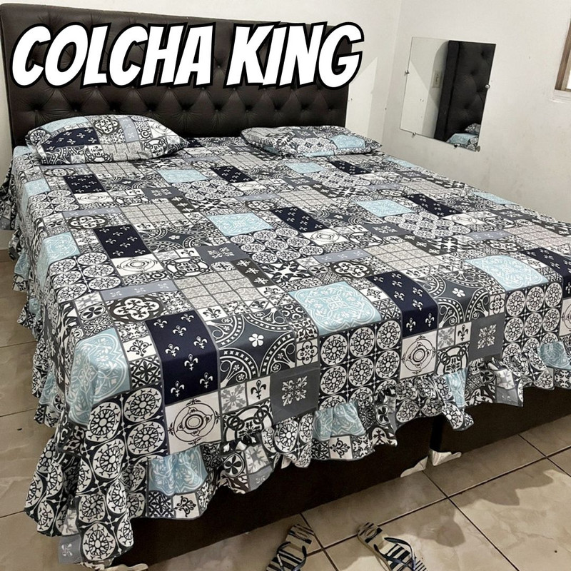 Colcha Casal King Matrix 200 Fios Toque Macio 3 Peças