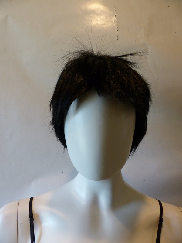 WOMENS 10" SILKY STRAIGHT BLACK SHAG HAIR WIG