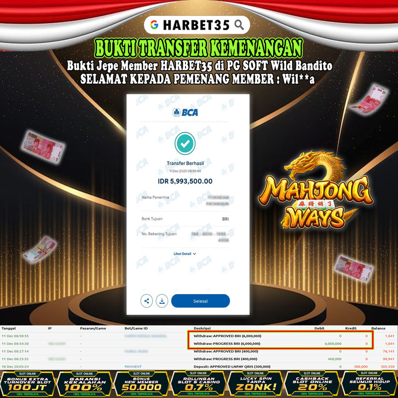 HARBET35 JEPE! MAHJONG WAYS Rp 6.000.000,- LUNAS!