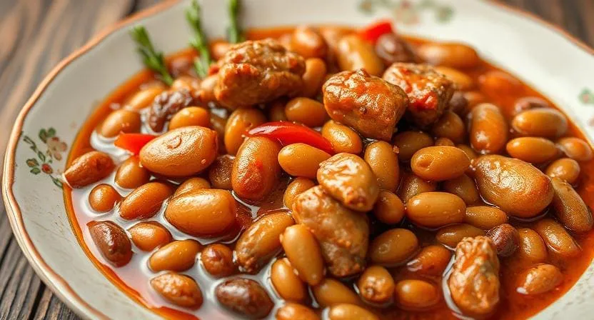 Тушеная фасоль с мясом