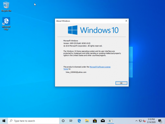 Windows 10 Home 19H2 1909.18363.815 Multilanguage April 2020 Preactivated (x86/x64) Windows 10 Home 19H2 1909.18363.815 Multilanguage April 2020 Preactivated (x86/x64)