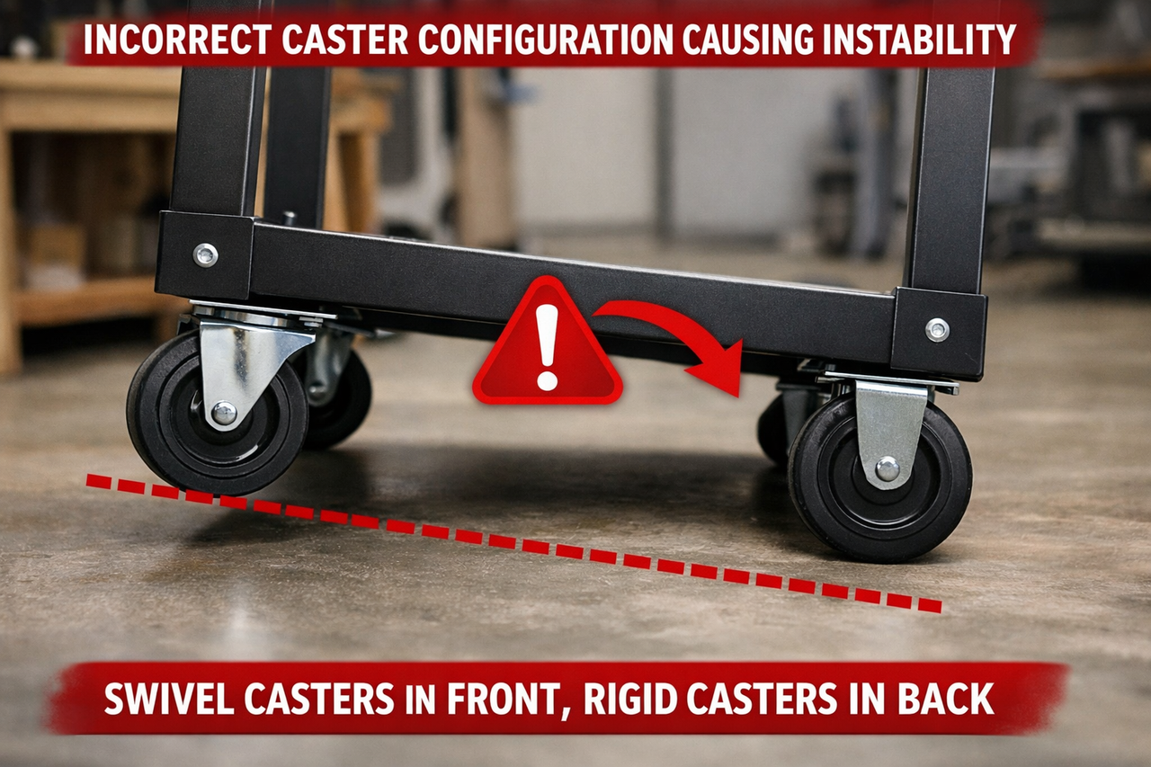 Incorrect caster configuration causing instability