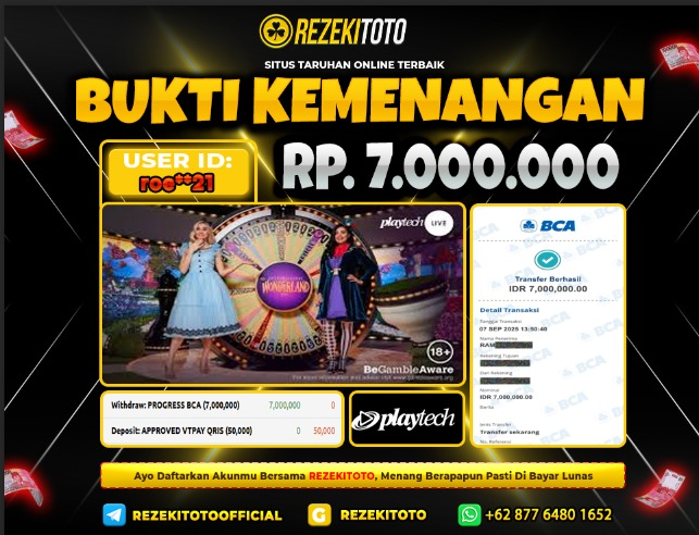 BUKTI KEMENANGAN 7 SEPTEMBER 2025  ADVENTURE BEYOND WONDERLAND 7 JUTA 