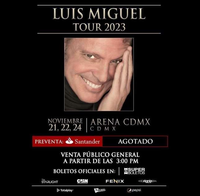 Luis Miguel Tour 2023 SE ADELANTA VENTA GENERAL PARA HOY 
