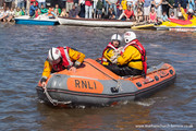 Bude lifeboat crew get ready for the demo.