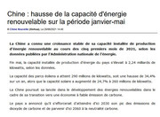 Chine hausse de la capacité dénergie renouvelable sur la période janvier-mai — Chine Informations