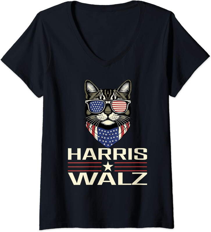 Kamala Harris Walz 2024 Harris Waltz Democratic Ladies’ V-Neck Tshirt