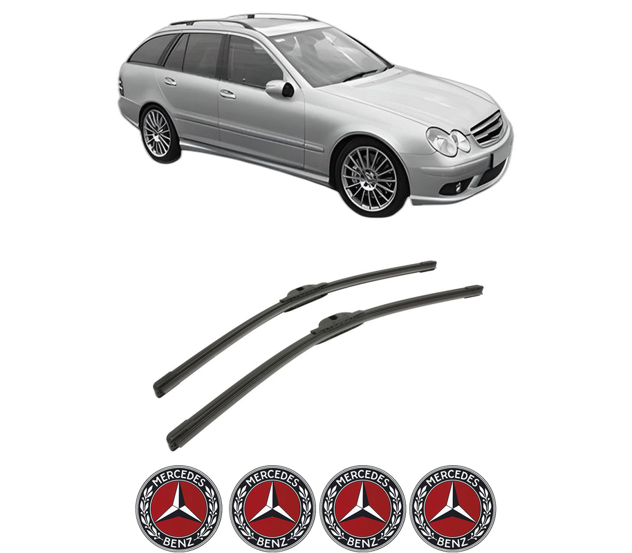 Set stergatoare auto MERCEDES-BENZ C-CLASS T-Model (S203) din 2001-2007, pentru parbriz auto, 2 bucati, Bosch Aerotwin, din cauciuc siliconat rezistent, 4 Stickere Auto MERCEDES-BENZ