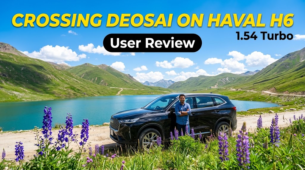 AI-generated example result for the youtube-thumbnail prompt: Automotive & Motorcycle – "CROSSING DEOSAI ON HAVAL H6 / User Review" | Car And Motorcycle Vlog Youtube Thumbnail AI YouTube Thumbnail Prompt