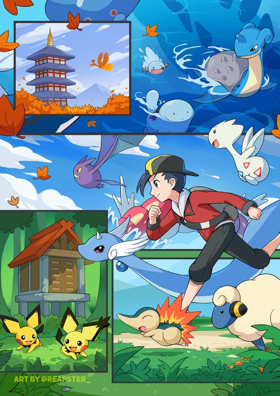 ethan-cyndaquil-pichu-lapras-wooper-and-