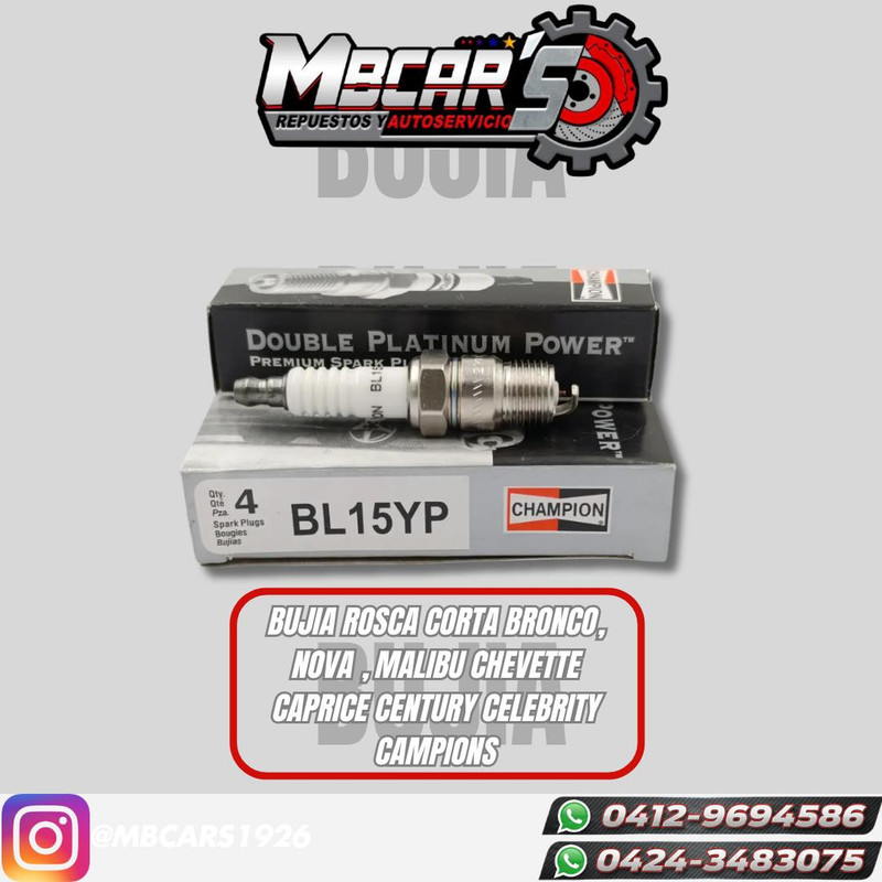 BUJIA BL15Y ROSCA CORTA BRONCO / NOVA / MALIBU /CHEVETTE / /CAPRICE / CENTURY / CELEBRITY 
