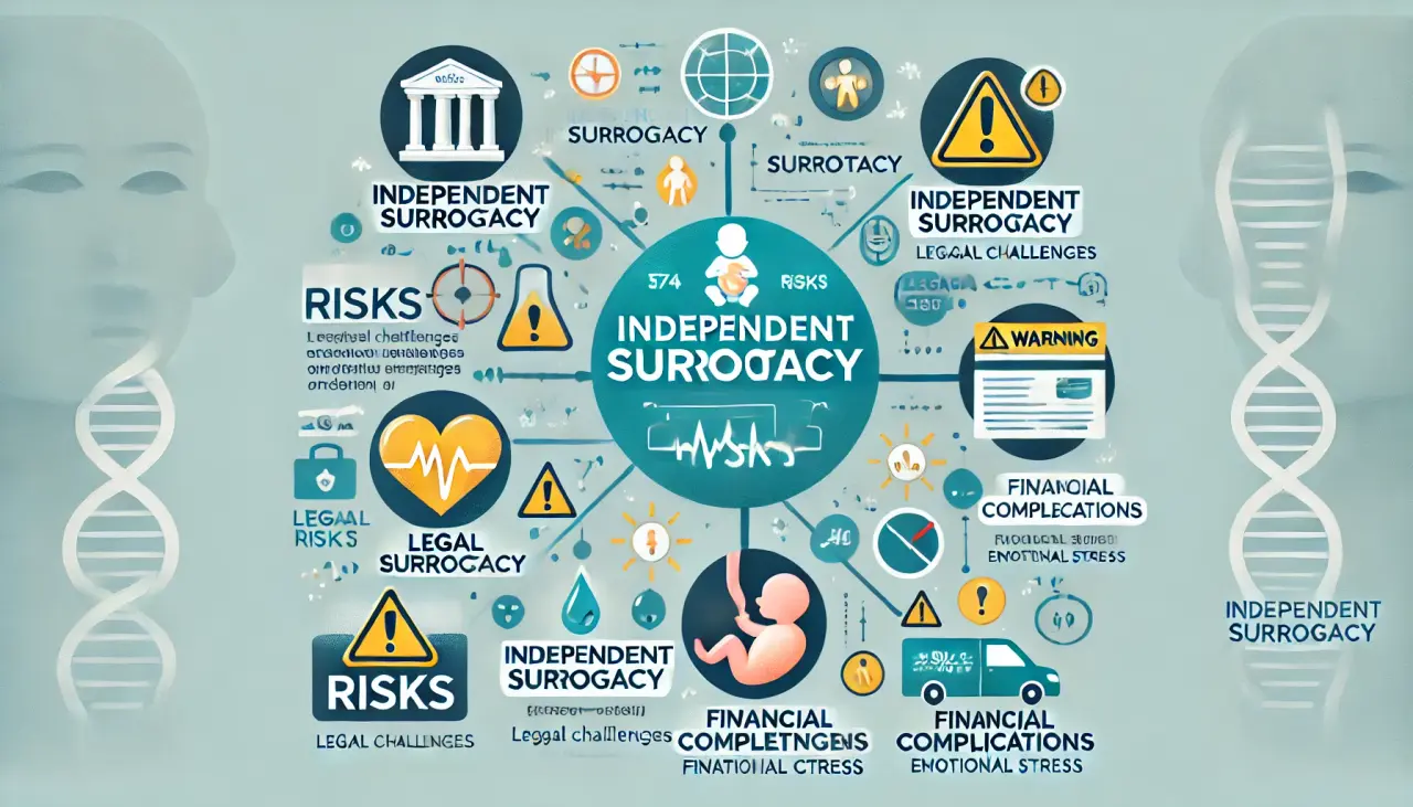 Couple discussing potential risks and challenges with a lawyer in the context of independent surrogacy.