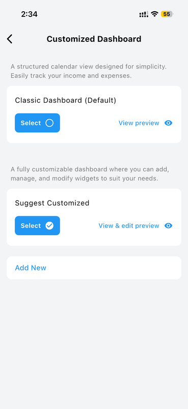 Customized Dashboard Overview