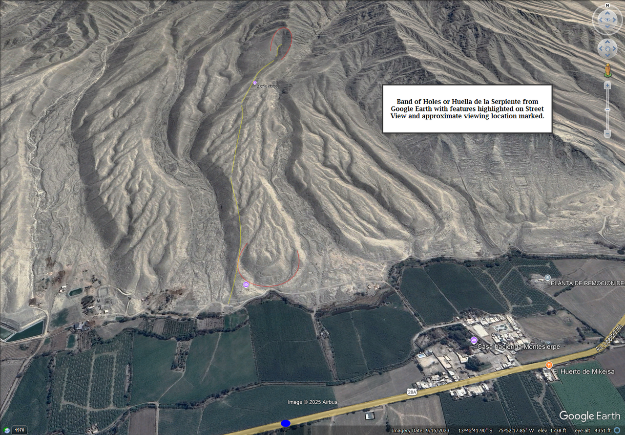 Huella de la serpiente Google Earth annotated