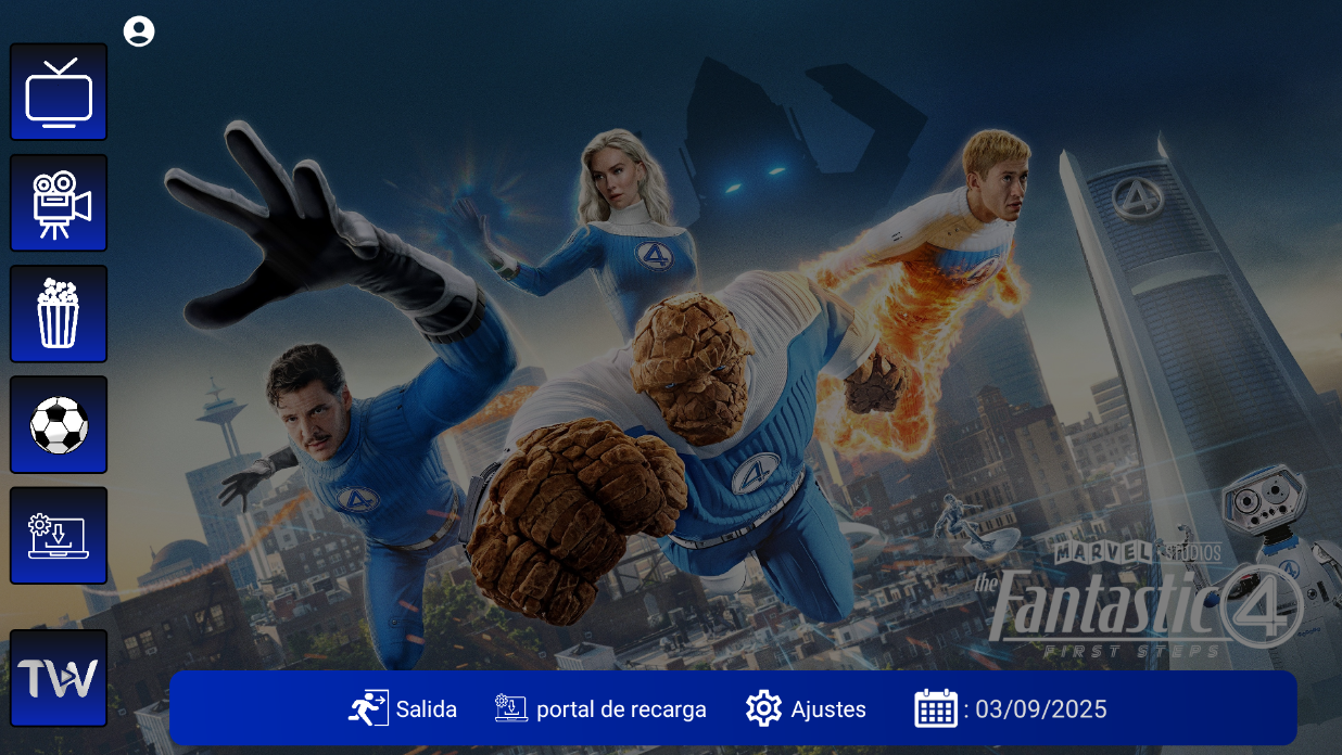 Menú de películas en la app IBO Unitv 4.1