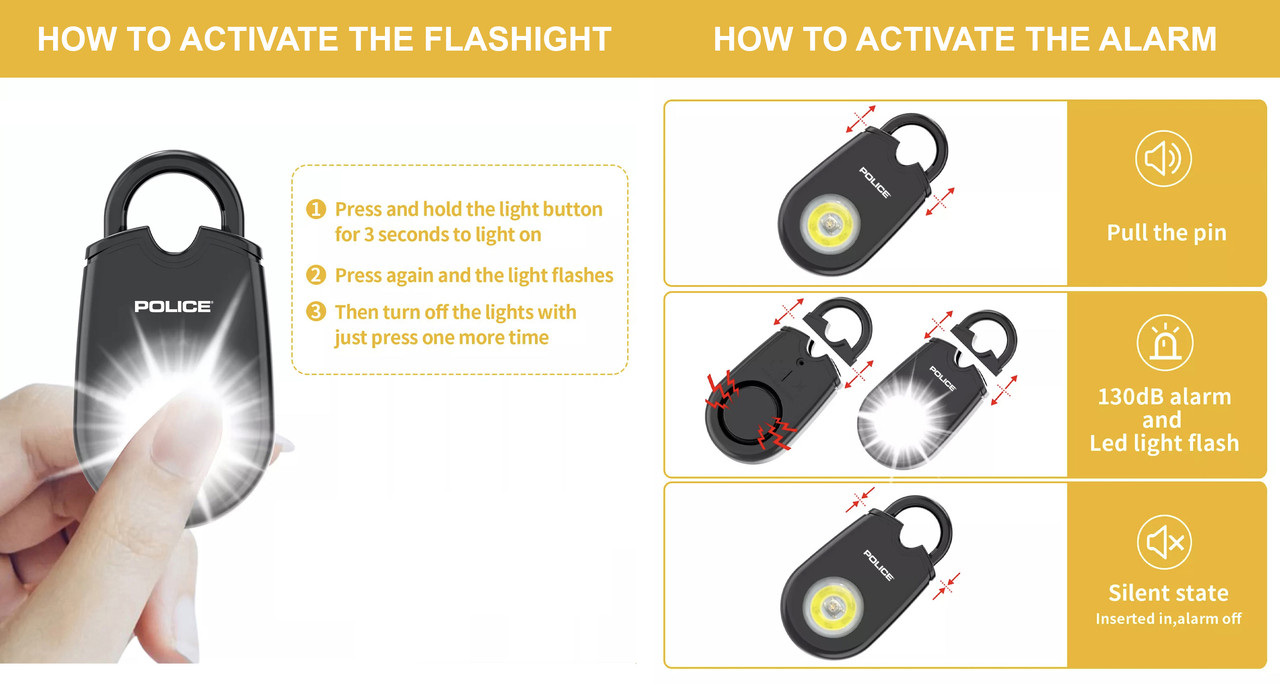 police-personal-alarm-keychain-for-women-rechargeable-white
