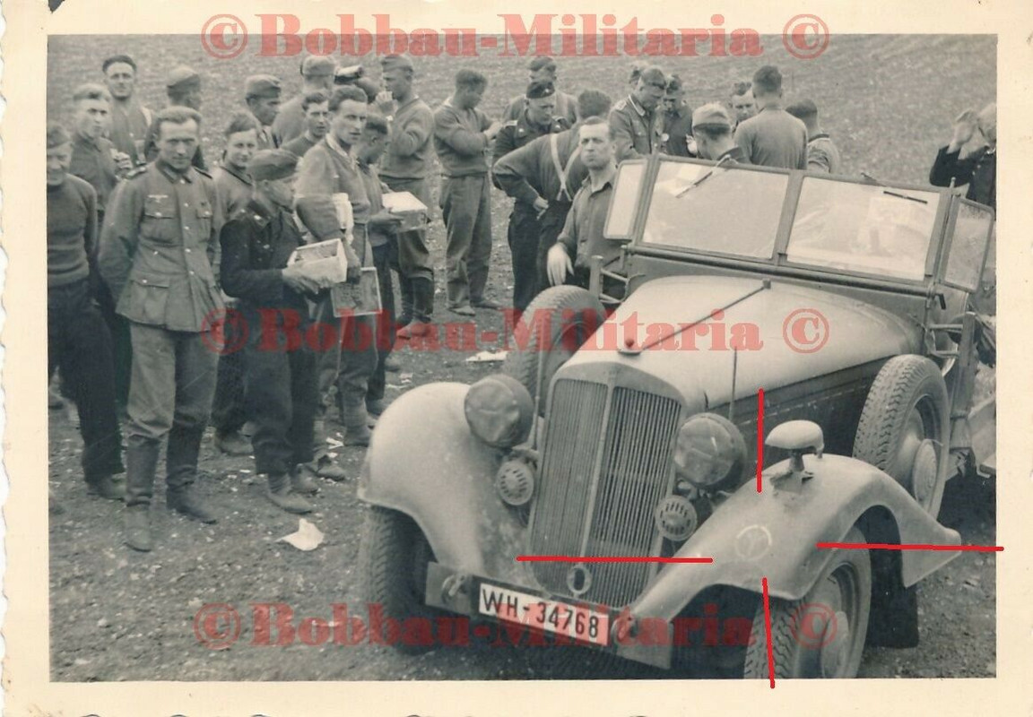 Frankreich Wehrmacht Panzer-Rgt.36 Horch Kübelwagen Kennung 4.Panzer-Div.