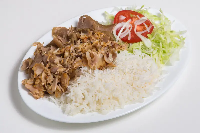 Menú De Plato Kebab Con Arroz Basmati