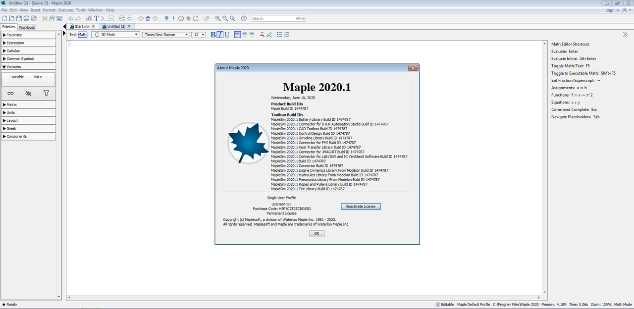 Maplesoft Maple v2020.1 x64 Maplesoft Maple v2020.1 x64