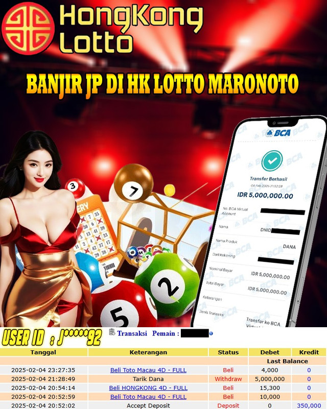 Bukti Kemenangan Member Marontoto Sebesar 5.000,000 JuTa