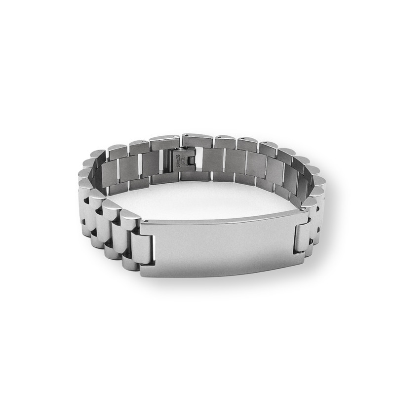 Черный металлический браслет с гравировкой