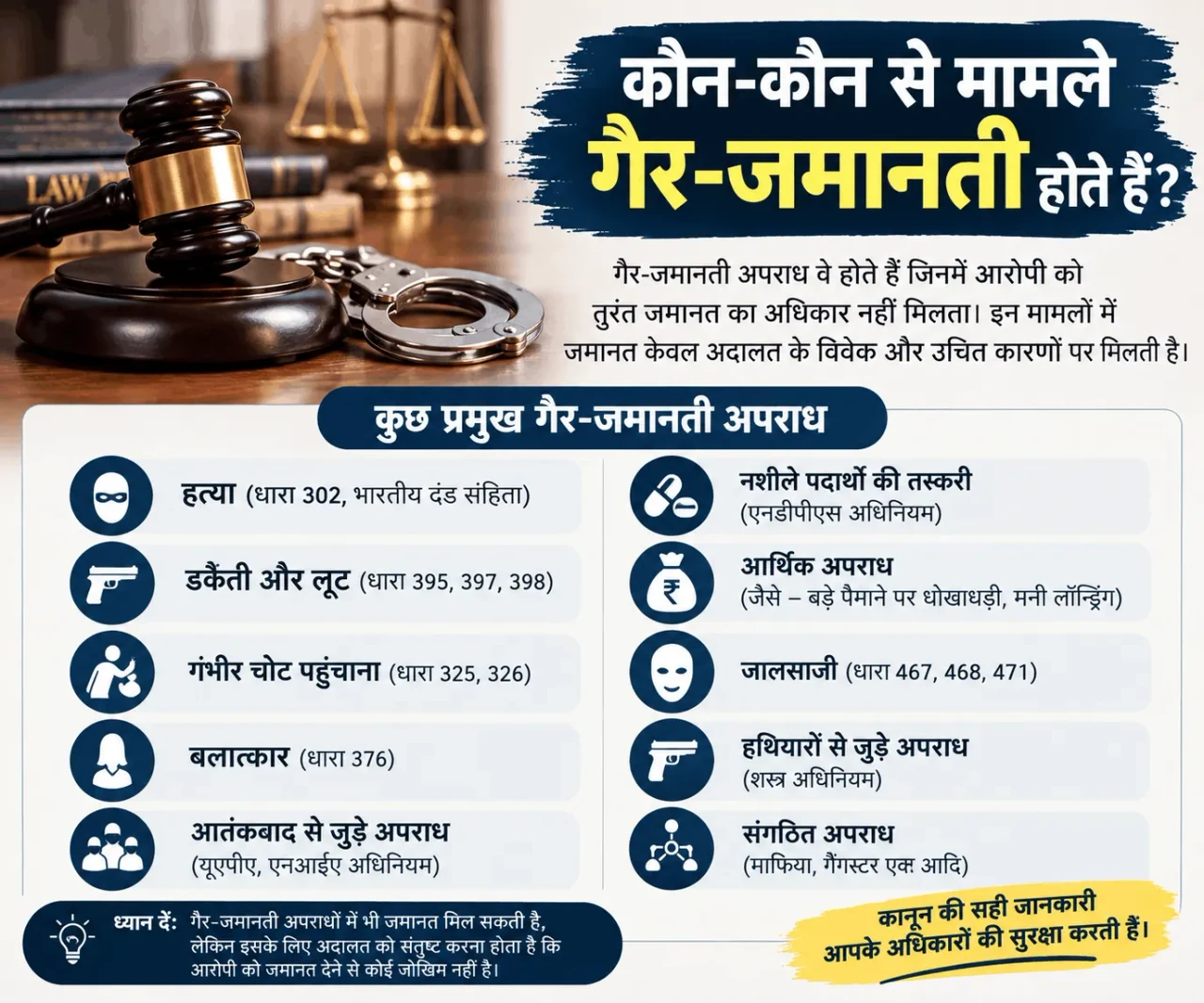कौन-कौन से मामले गैर-जमानती होते हैं?