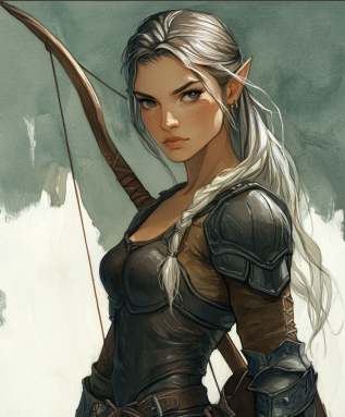 Half elf archer in dark armor