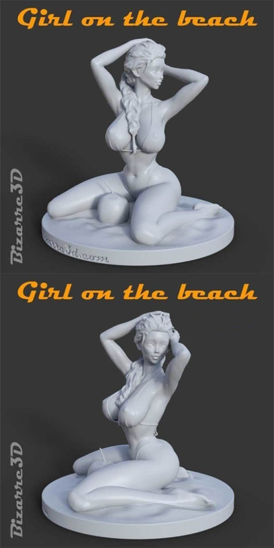 Cute and sexy girl enjoying coconut on the beach 3D Model